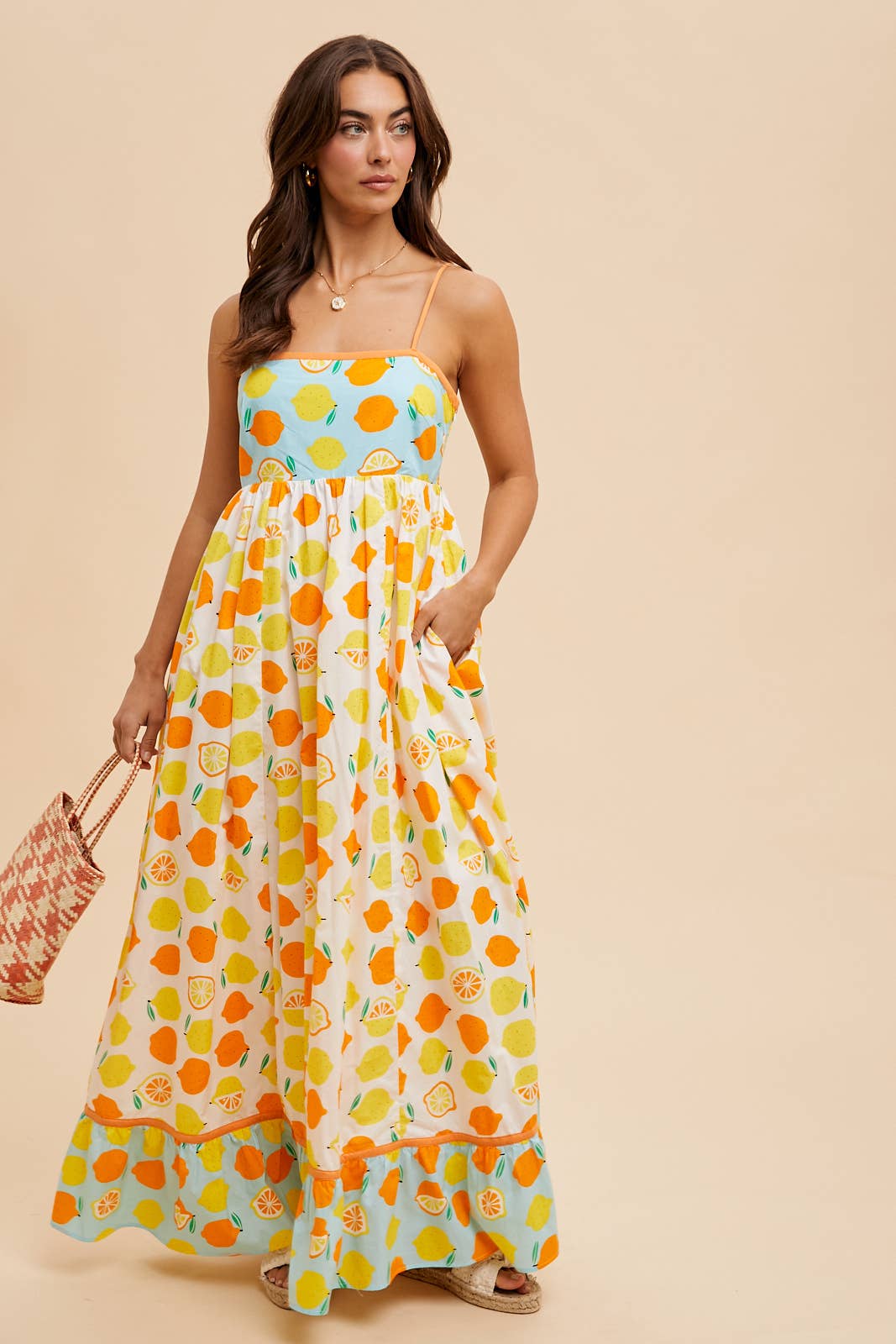 CONTRAST LEMON MAXI DRESS