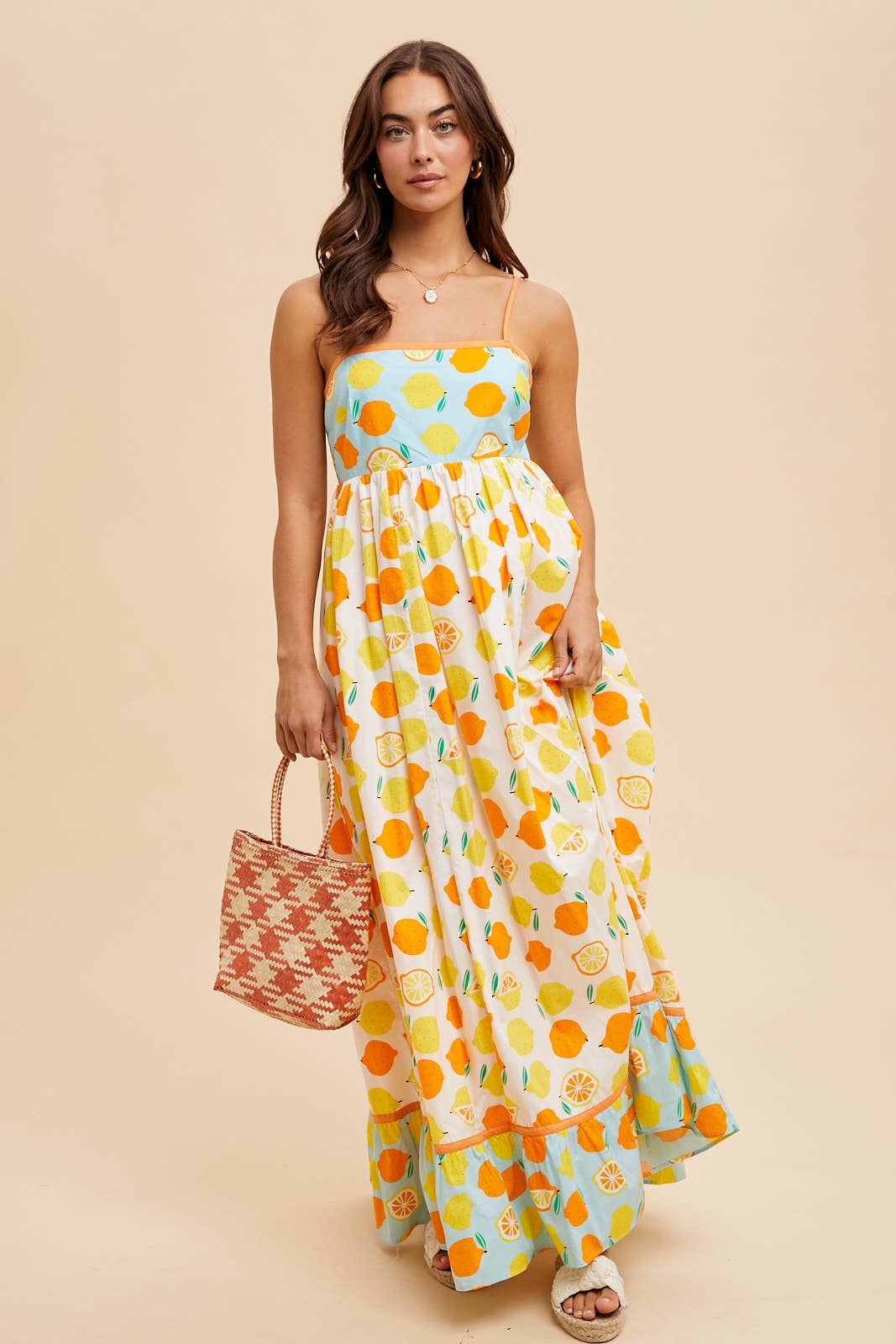 CONTRAST LEMON MAXI DRESS