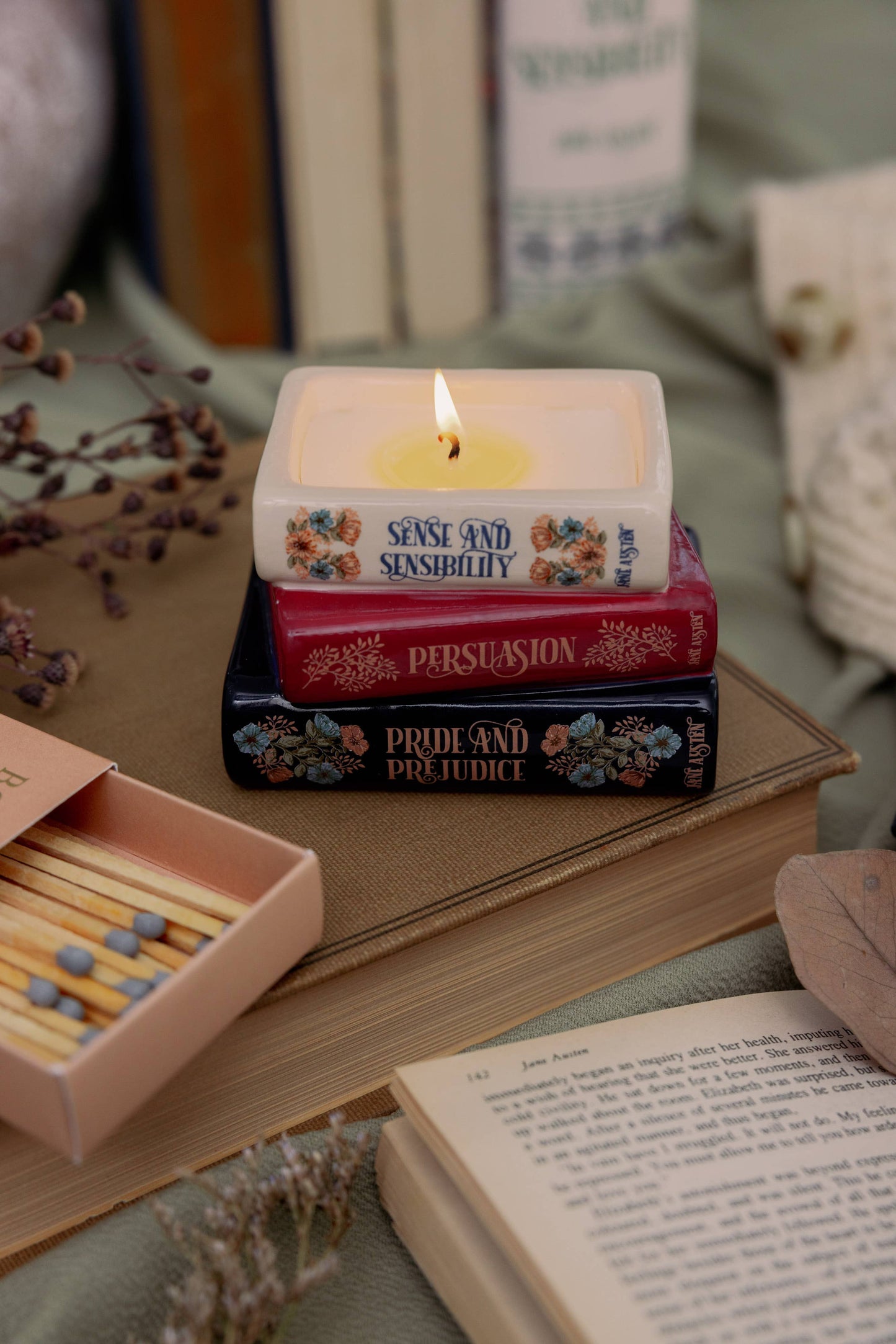 Bookstack Candle, Jane Austen