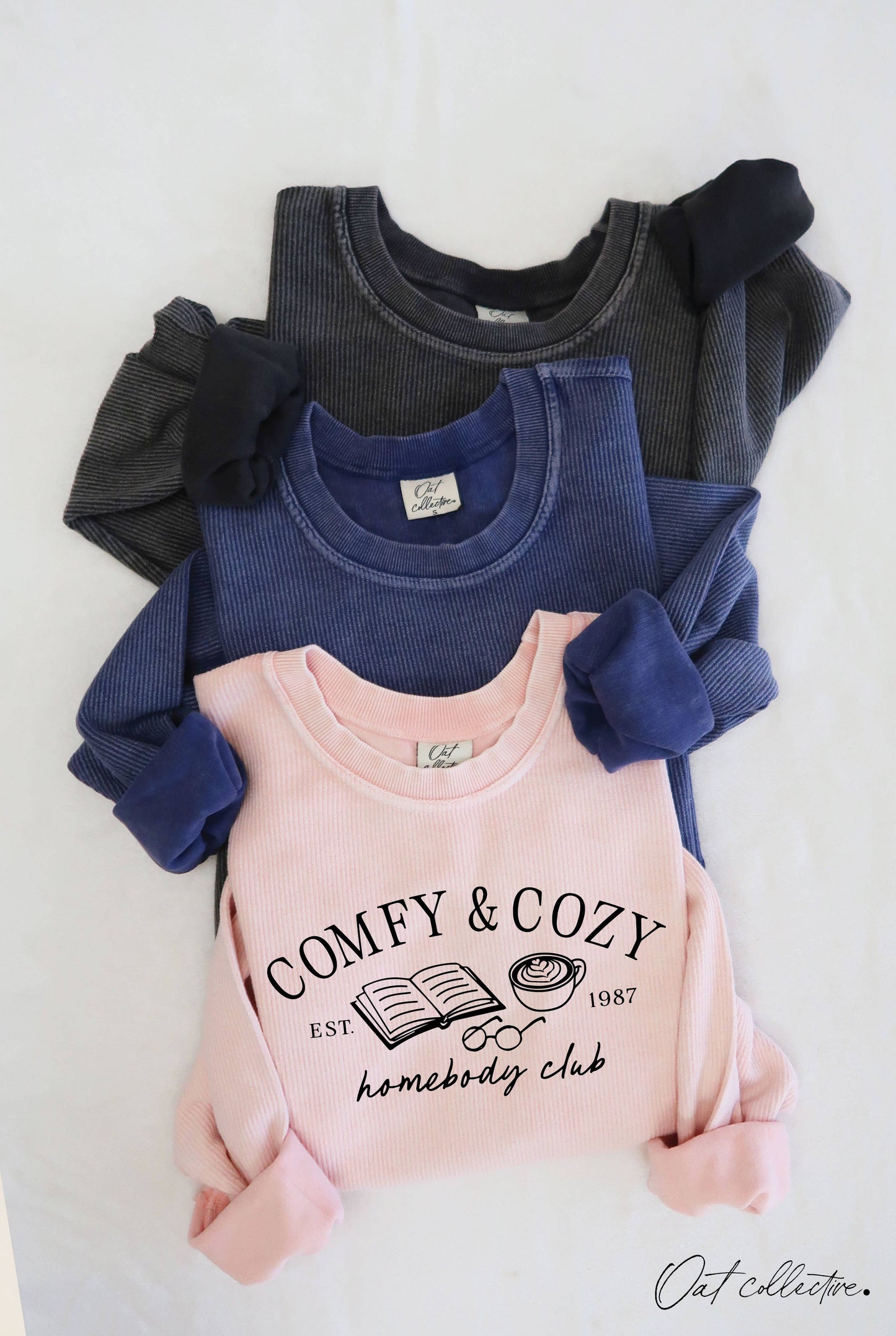 COMFY AND COZY Cropped Thermal Vintage Pullover