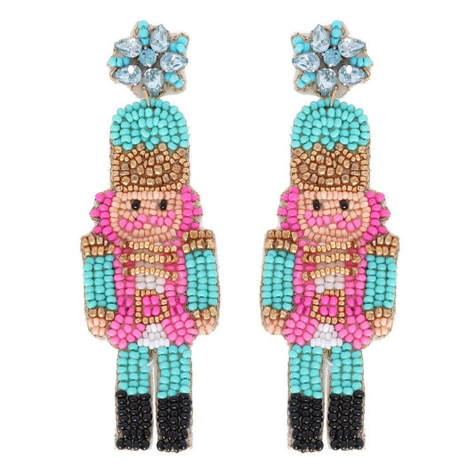NUTCRACKER CHRISTMAS BEADED DROP EARRINGS