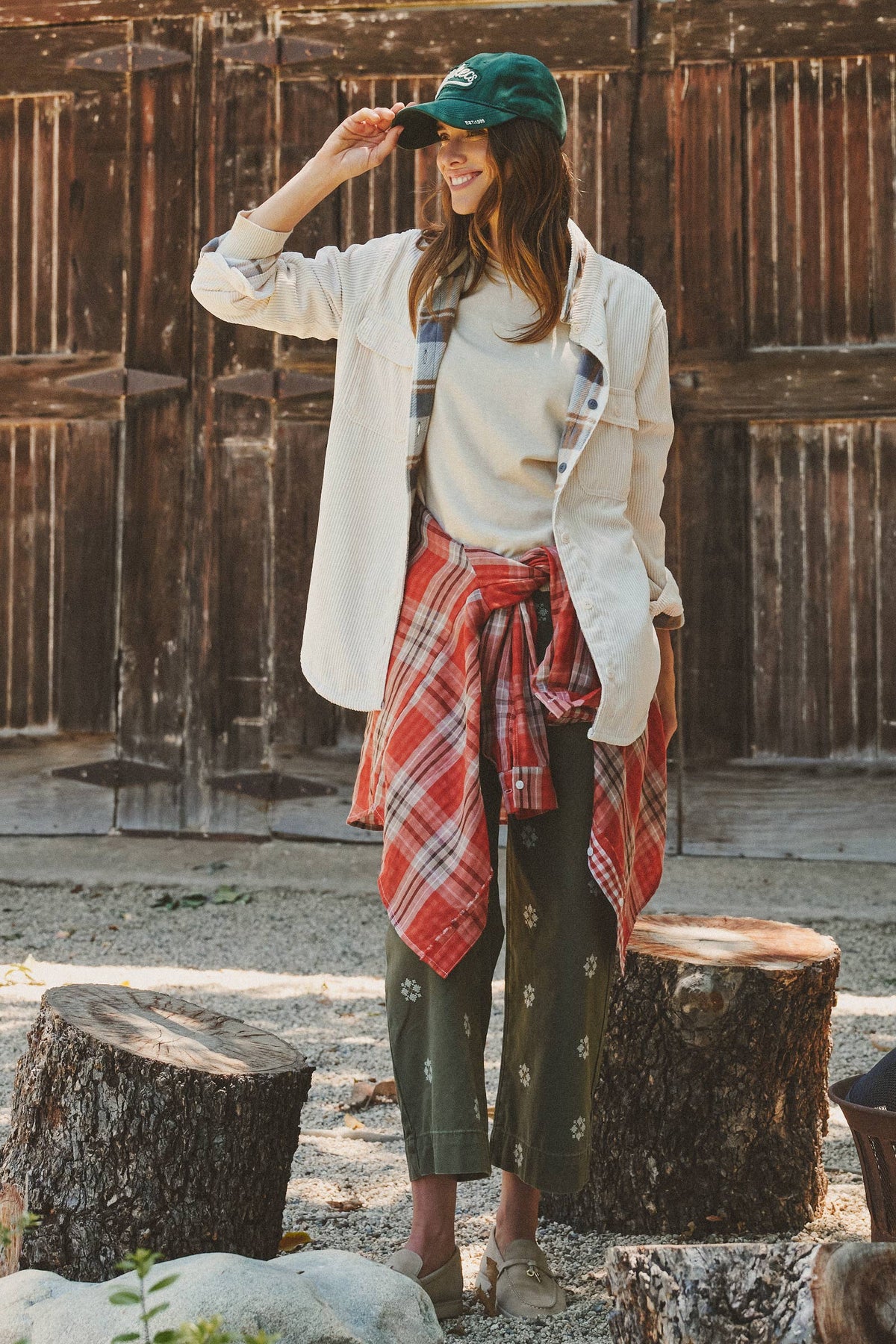 Plaid Lined Corduroy Flannel Shacket