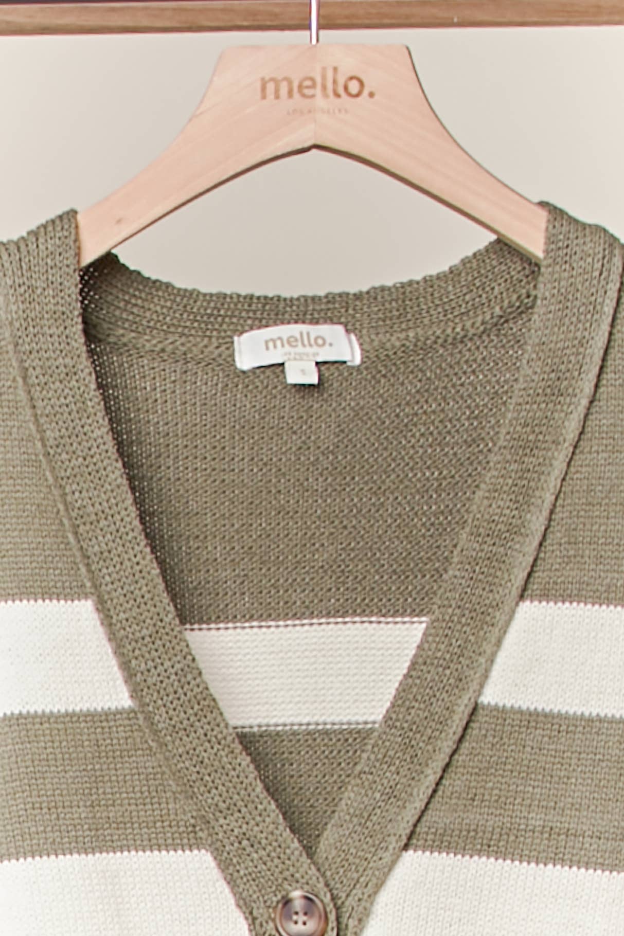 Striped  V Neck Knit Cardigan