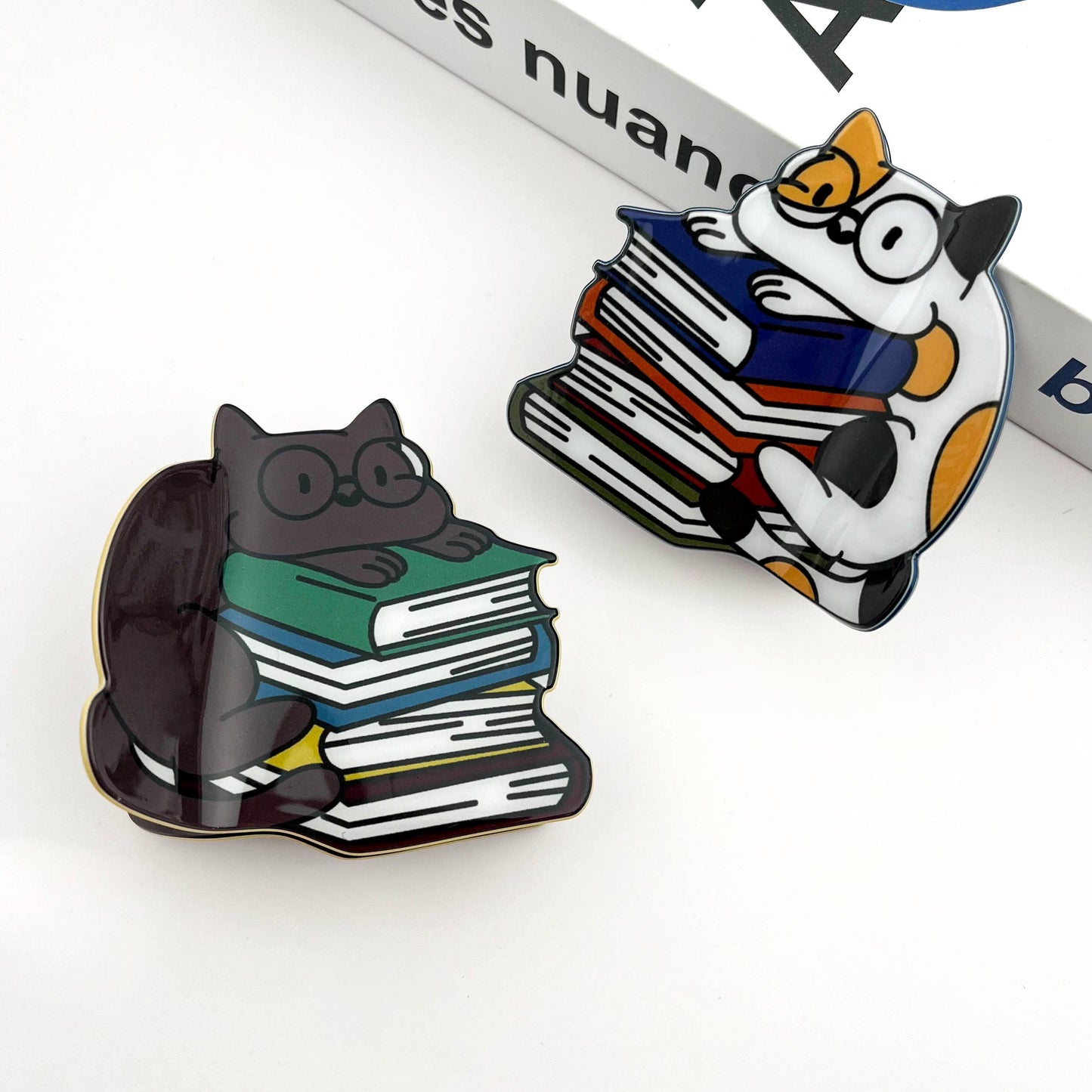 Cat on Book Stack Hair Clip