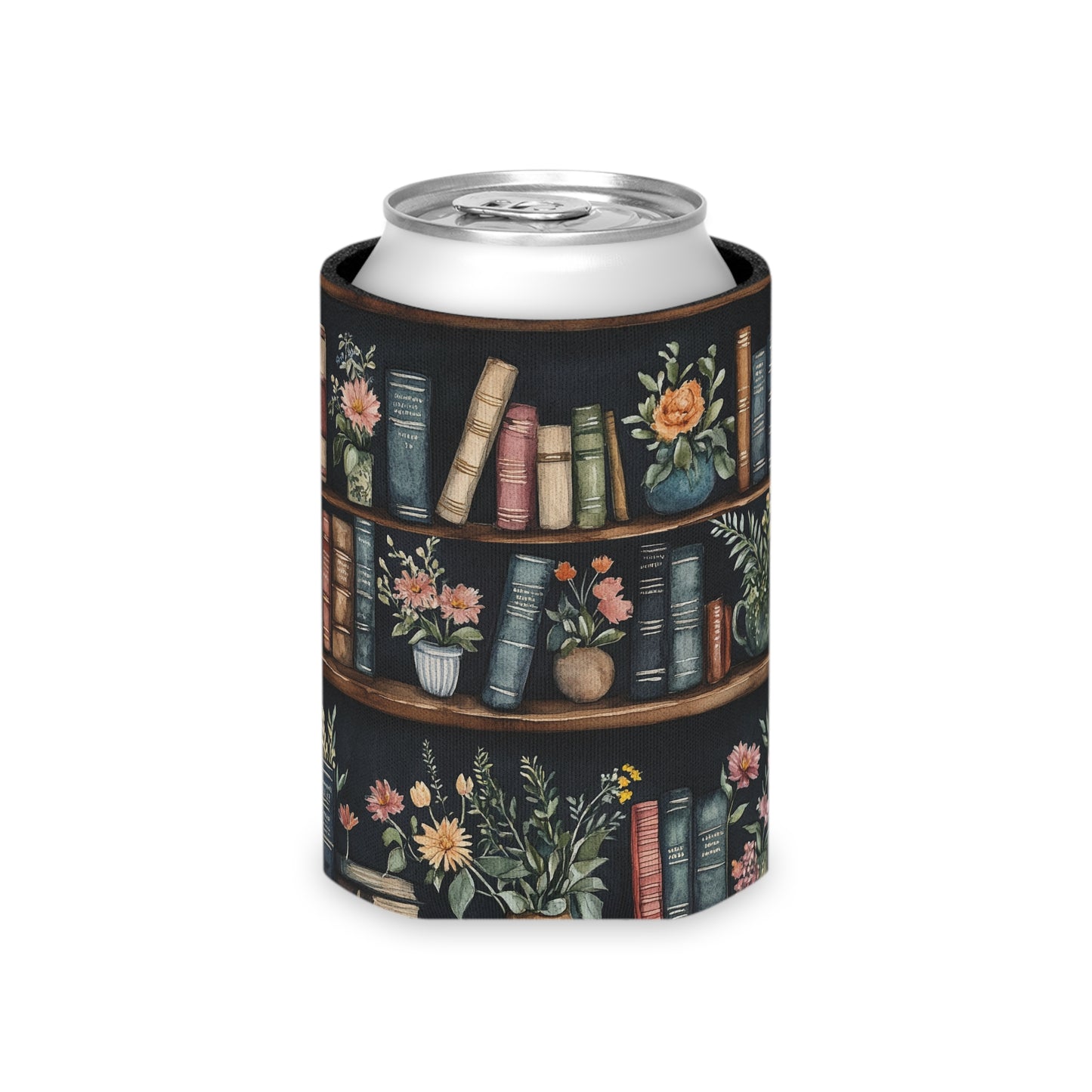 Bookish Can Cooler — Bookshelf Cozie for Sparkling Water & Reading