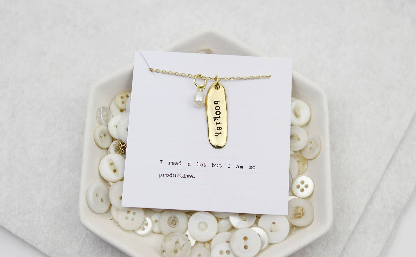 Bookish Hand Stamped Book Quote Necklace