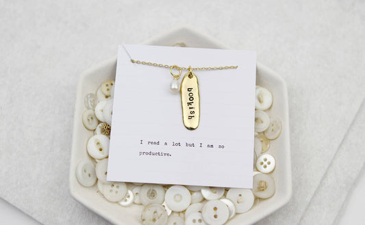 Bookish Hand Stamped Book Quote Necklace