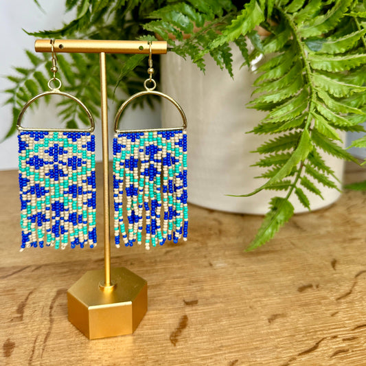 Geometric Print Seed Bead Earrings