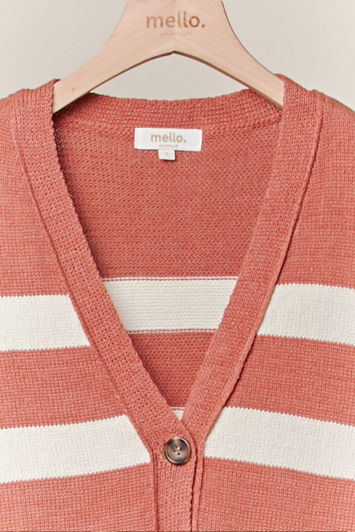 Striped  V Neck Knit Cardigan