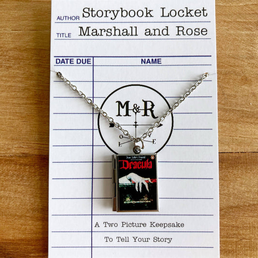 Book Locket Dracula - Black with Lingering Hand: Stainless Steel