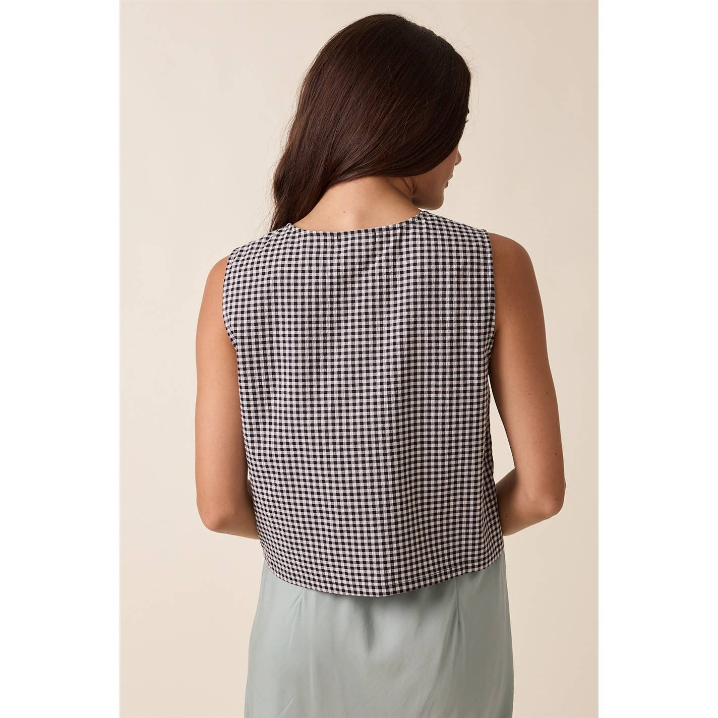 GINGHAM BUTTON-UP TANK TOP