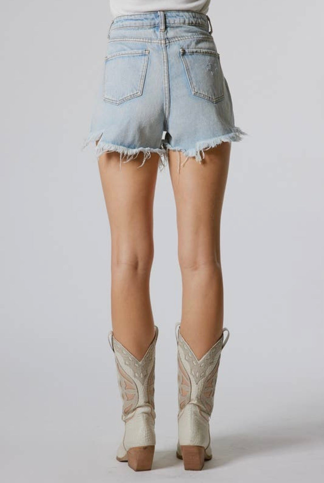 High Waist Distressed Jean Shorts