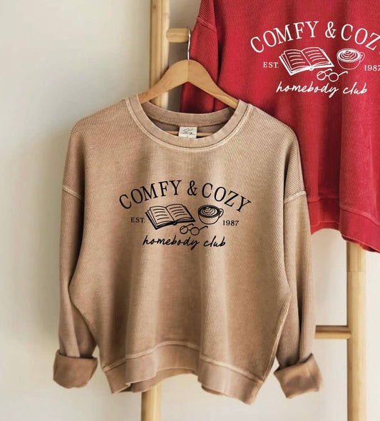 COMFY AND COZY Cropped Thermal Vintage Pullover
