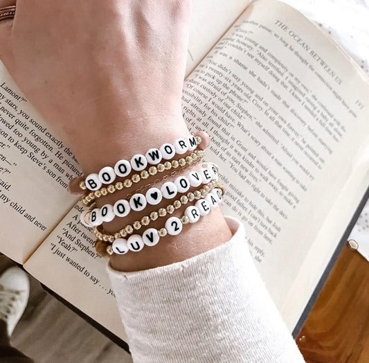 Bookish beaded bracelet stack