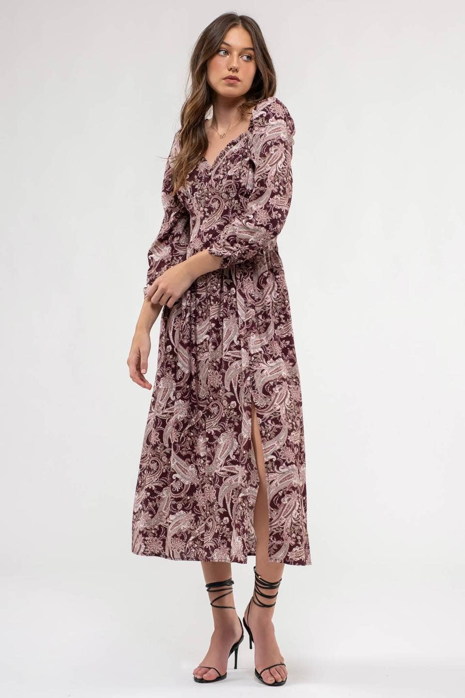 Chocolate Paisley Mid Dress