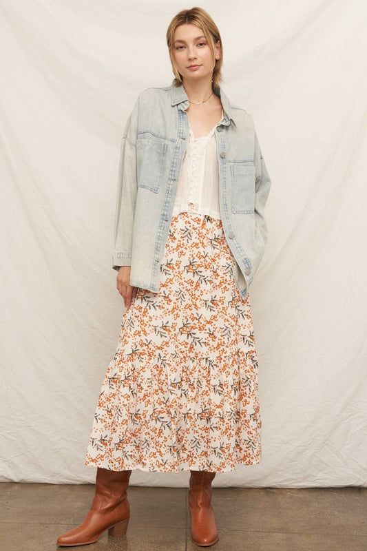 Floral Tiered Maxi Skirt