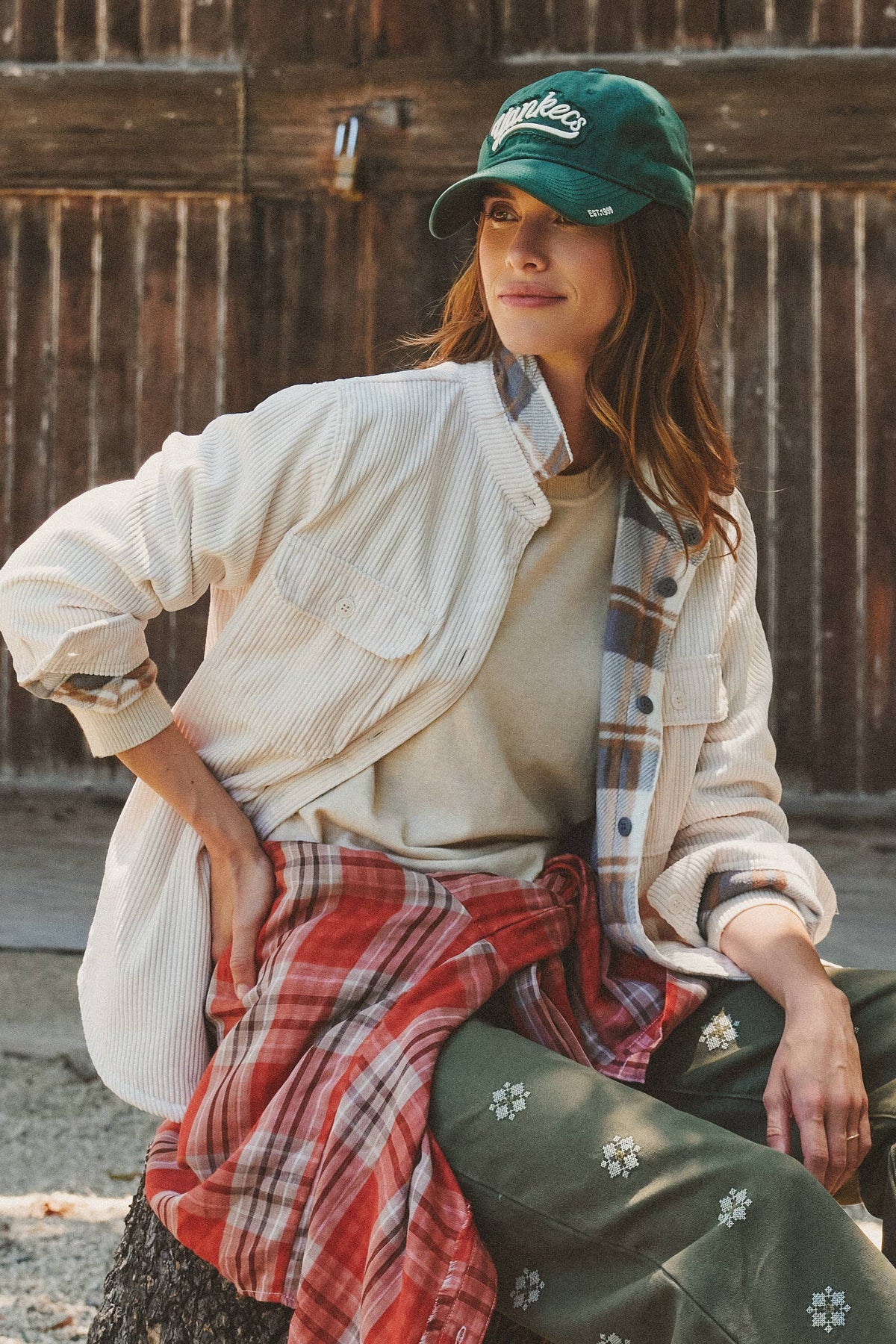 Plaid Lined Corduroy Flannel Shacket