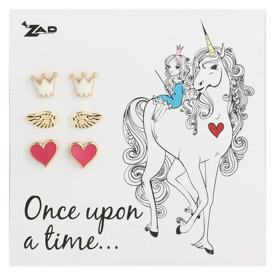 Set of 3 Enamel Princess Post Earrings