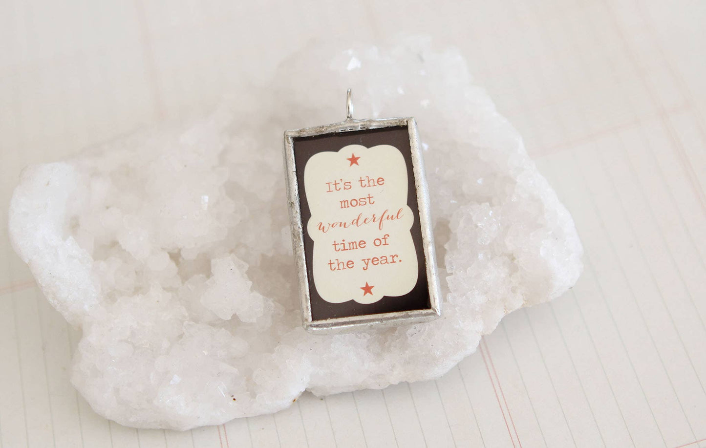 Merry and Bright Holiday Soldered Art Charm Necklace