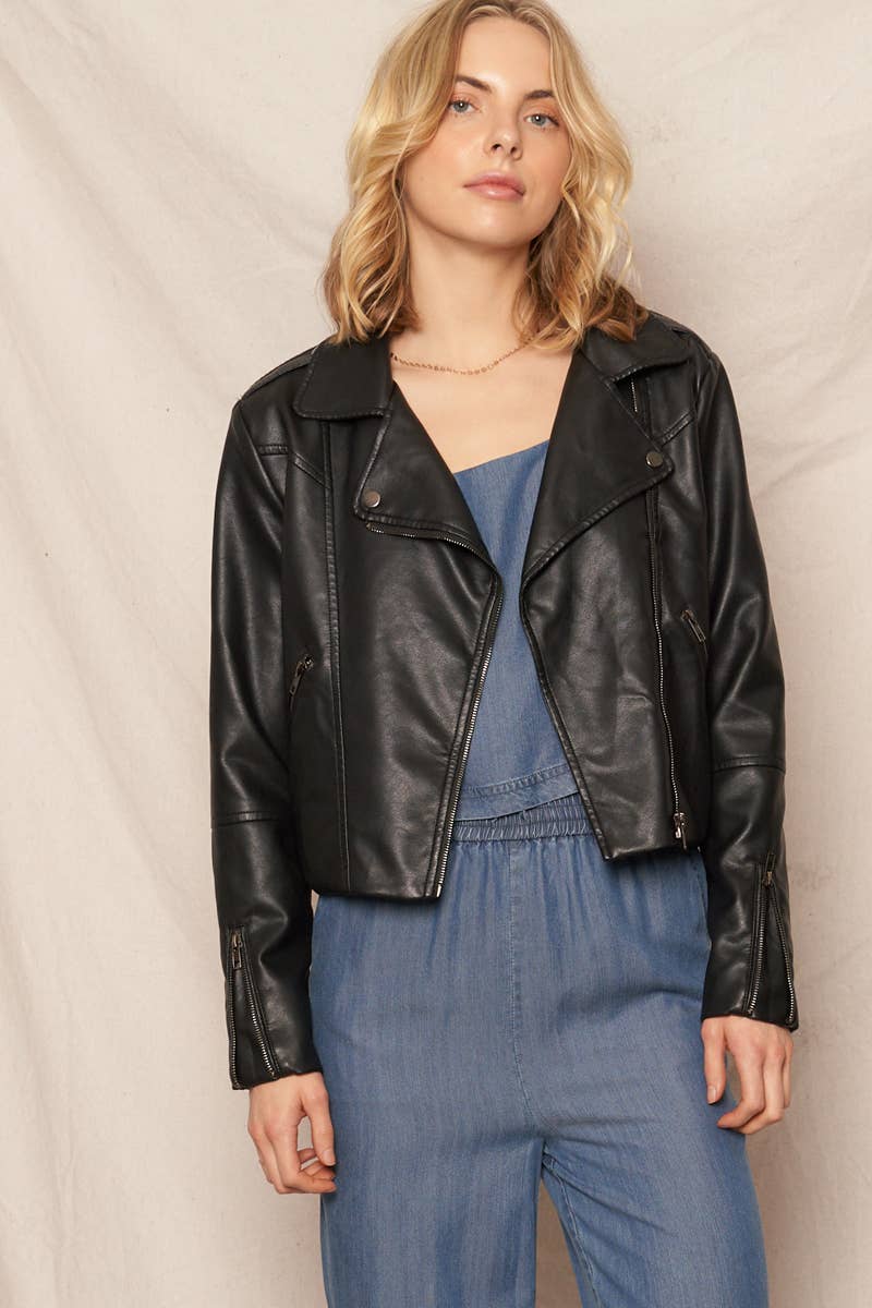 Vegan Leather Moto Jacket