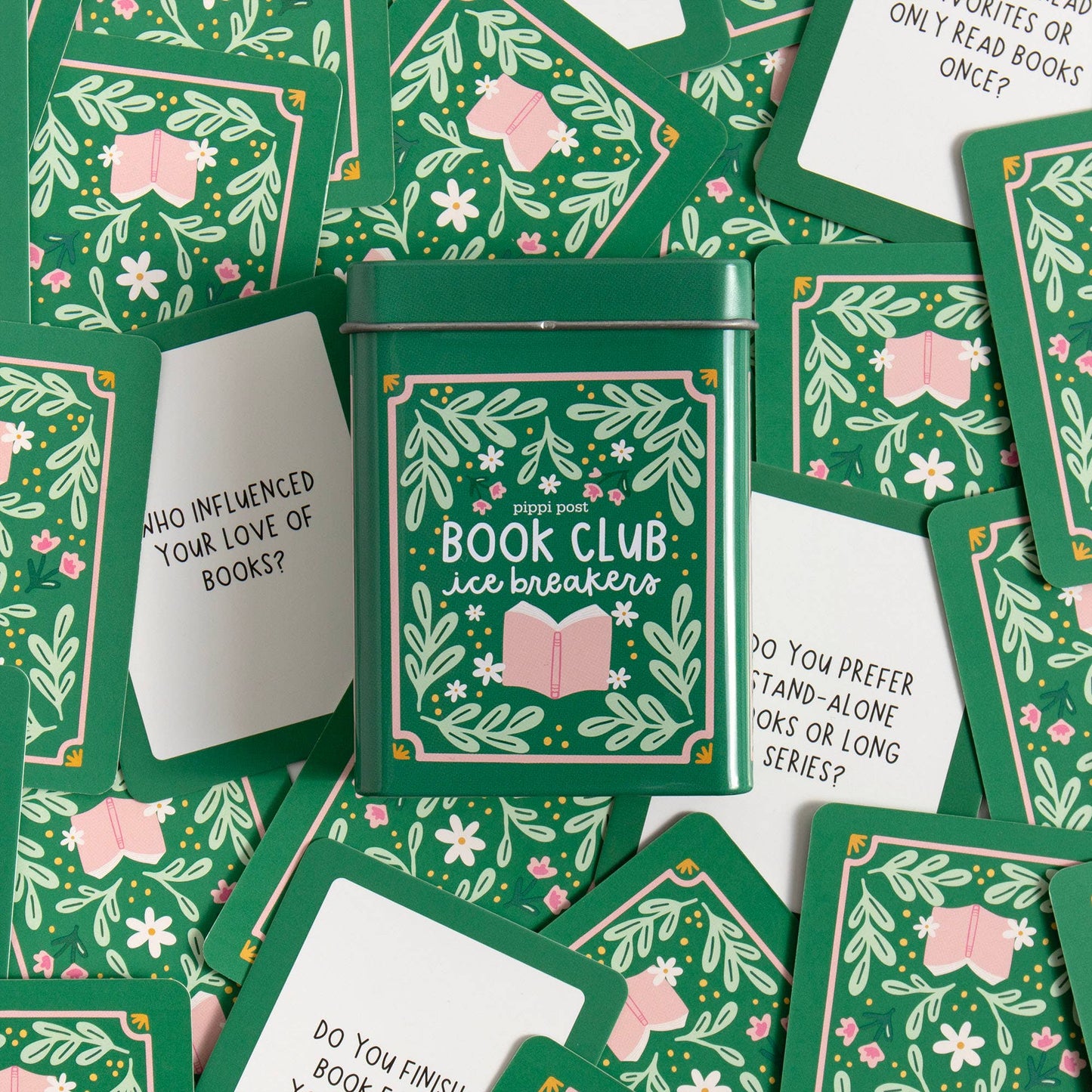 Book Club Ice Breakers Game - Deck of Cards + Storage Tin