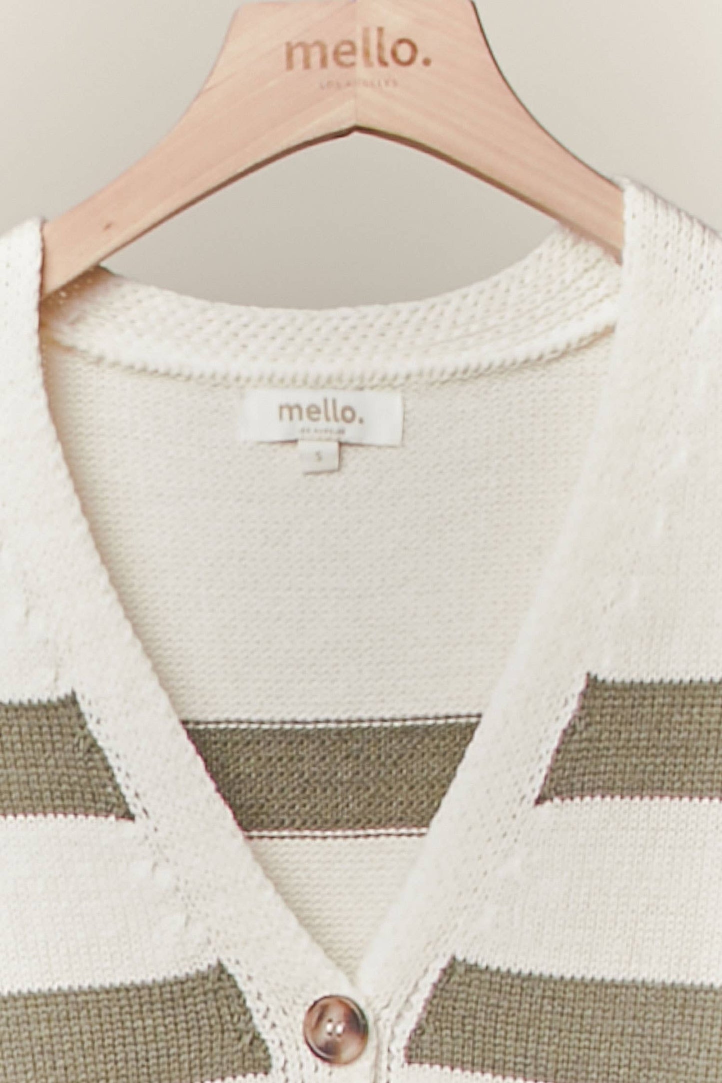 Striped  V Neck Knit Cardigan