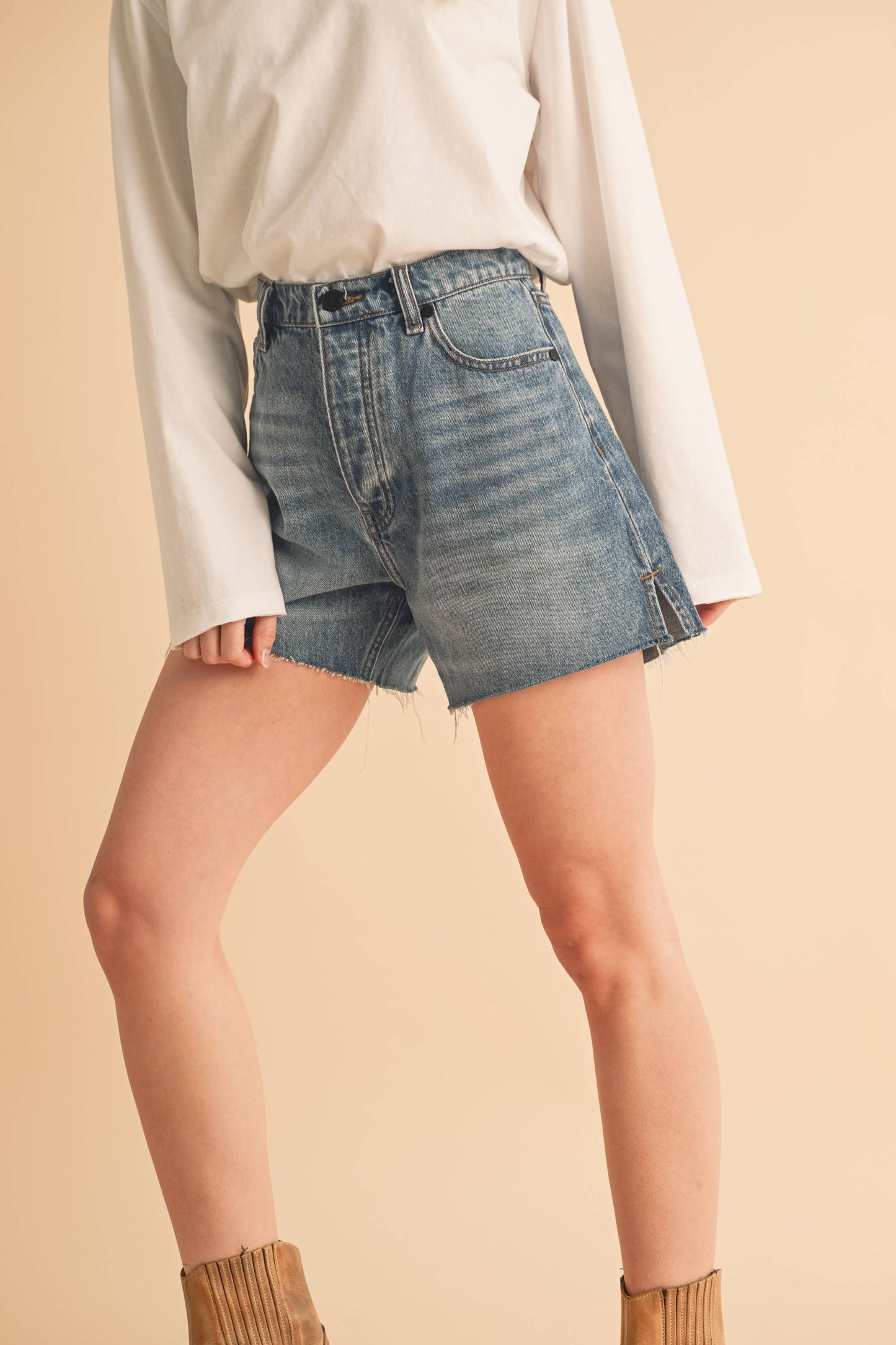 Raw Edge Denim Shorts
