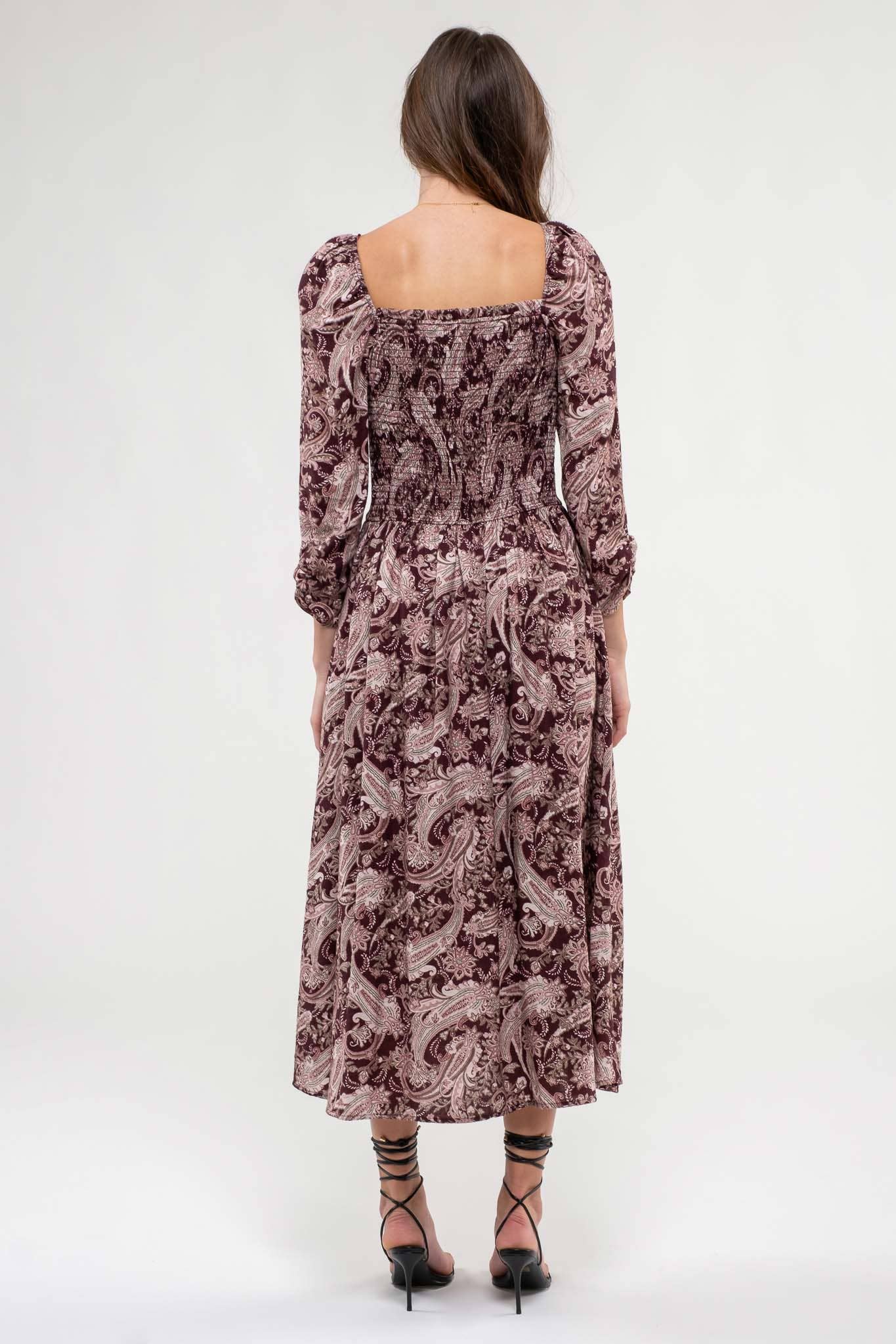 Chocolate Paisley Mid Dress
