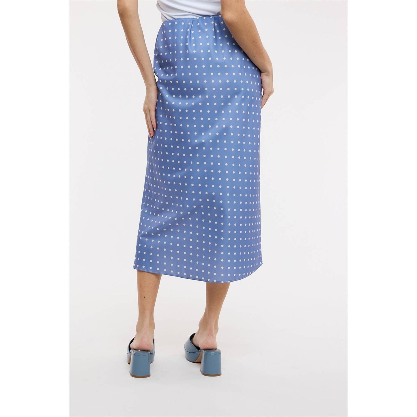 POLKA DOT SATIN MIDI SKIRT