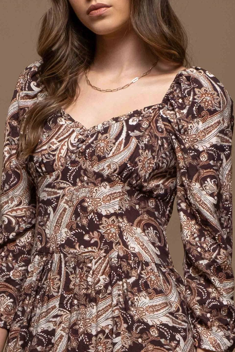 Chocolate Paisley Mid Dress