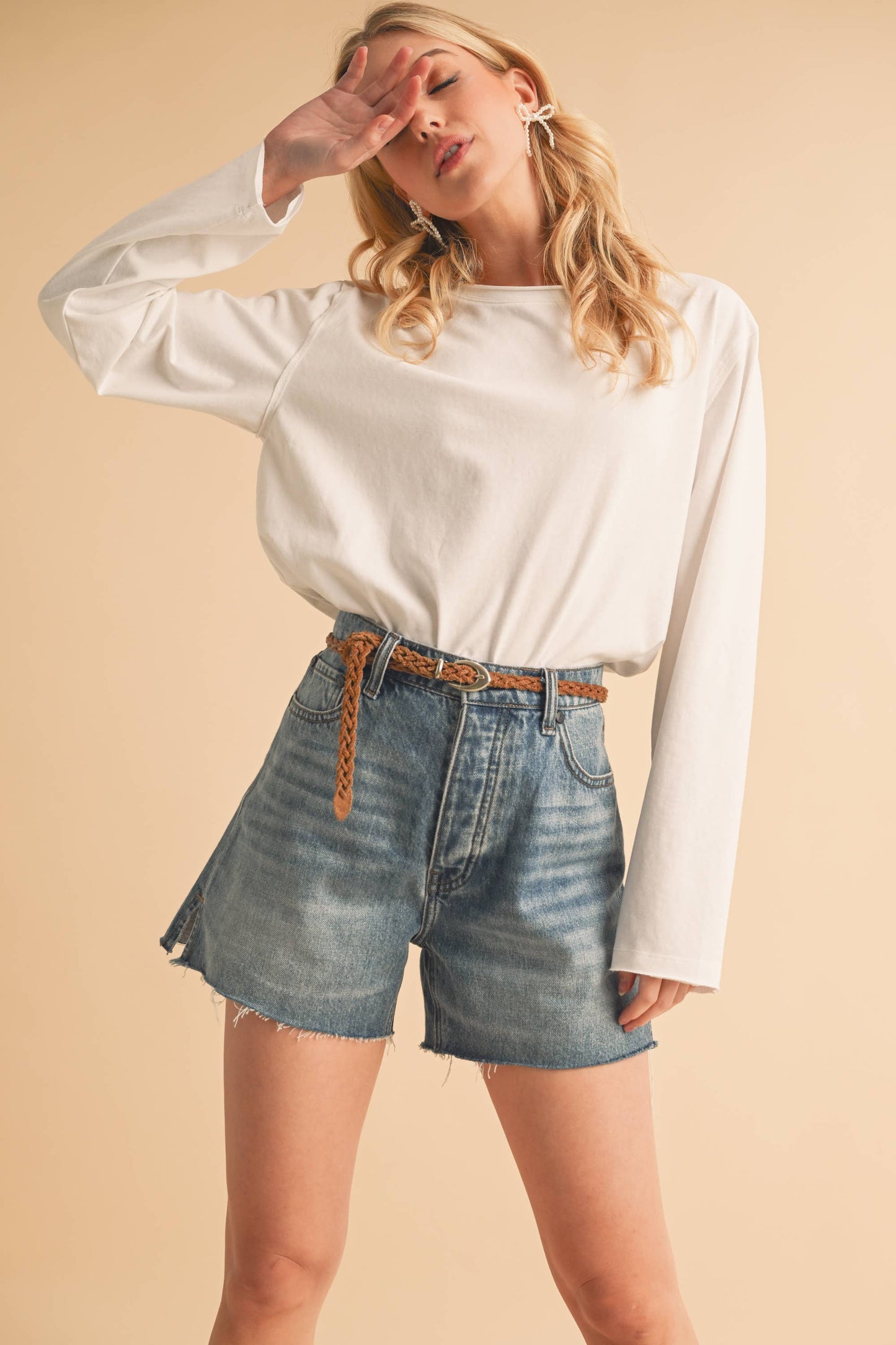Raw Edge Denim Shorts