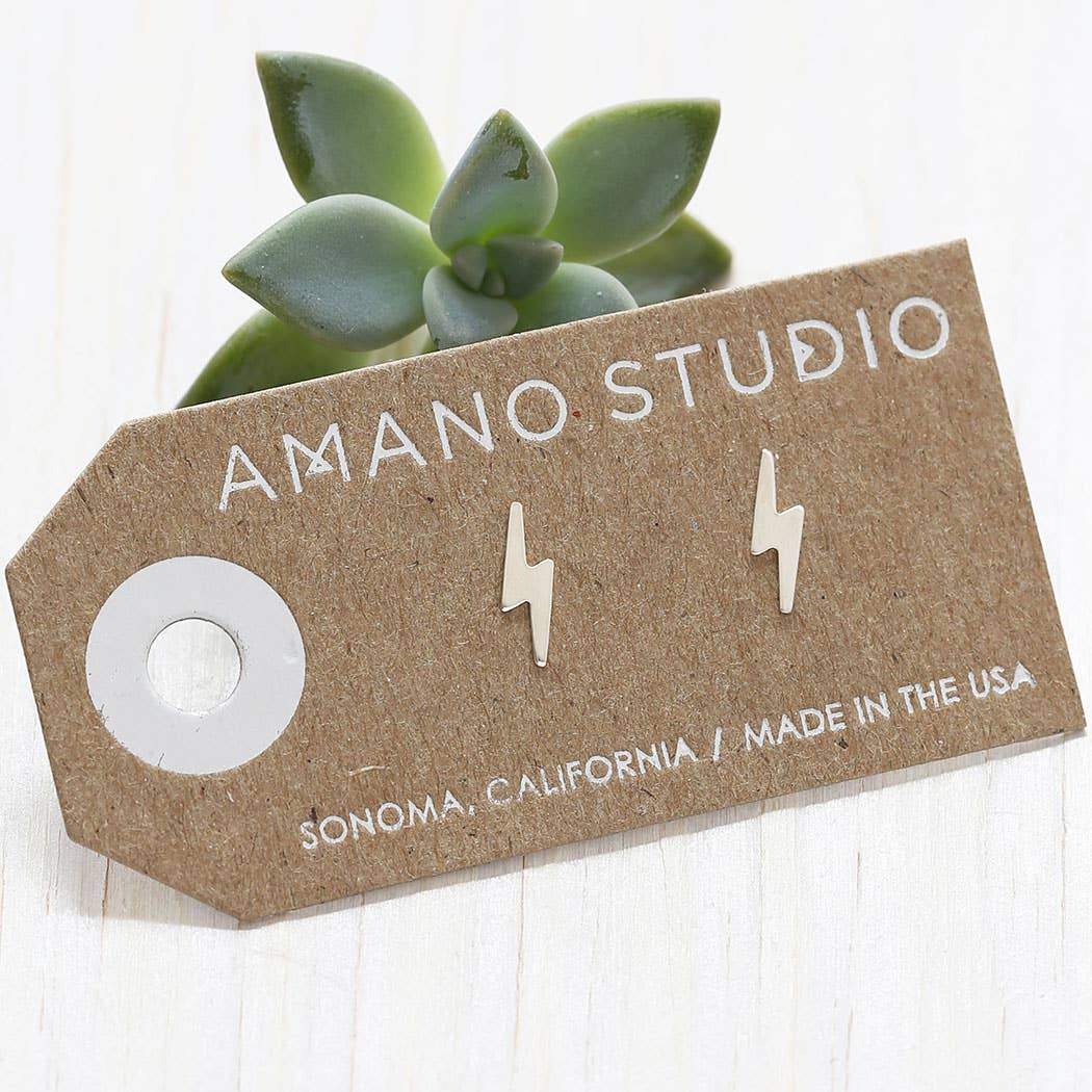 Lightning Bolt Studs: Gold