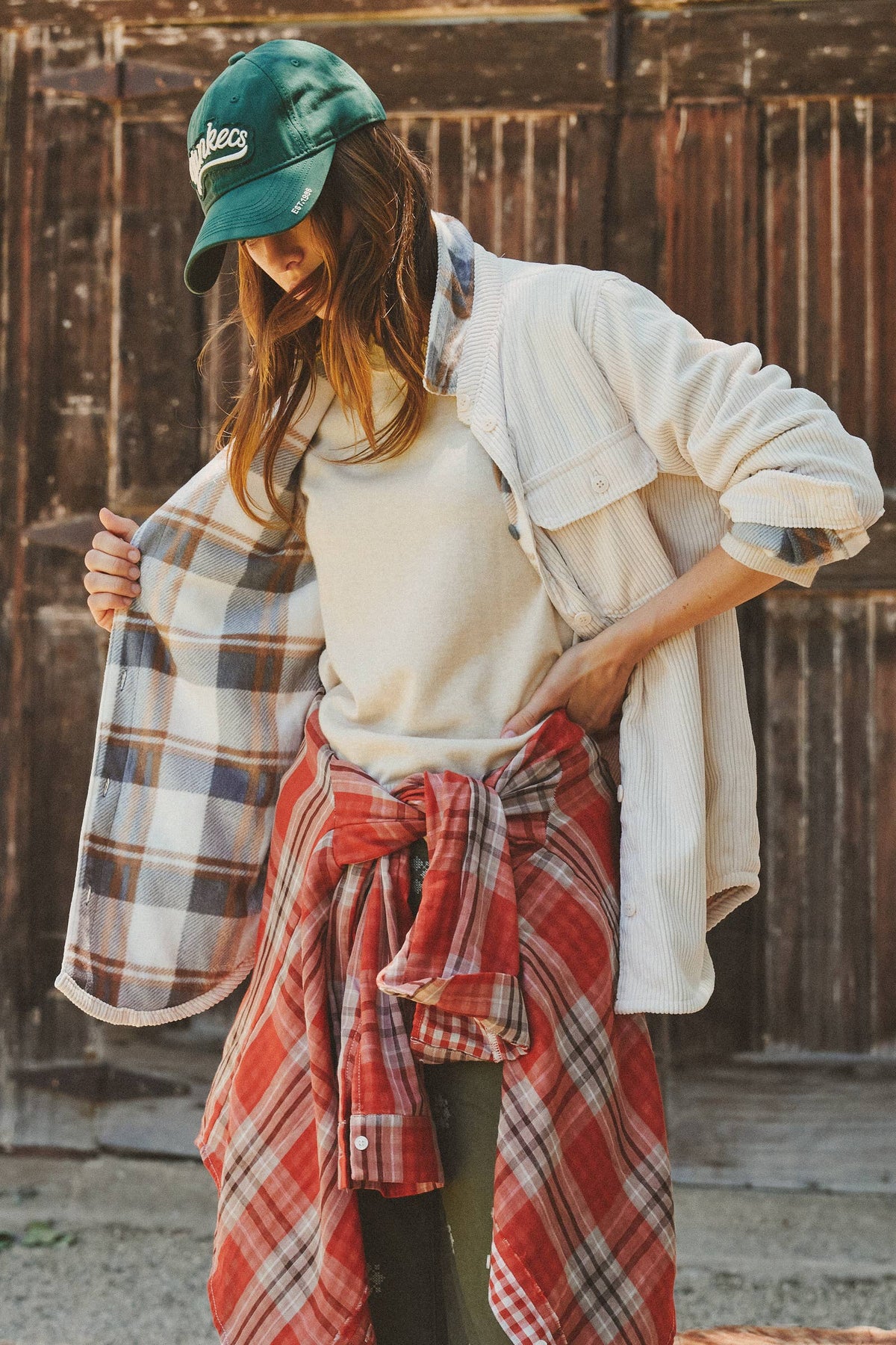 Plaid Lined Corduroy Flannel Shacket