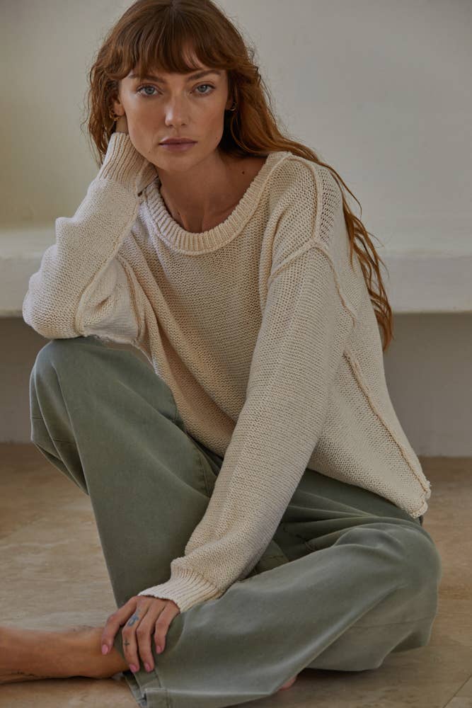 Crew Neck Long Sleeve Pullover Top