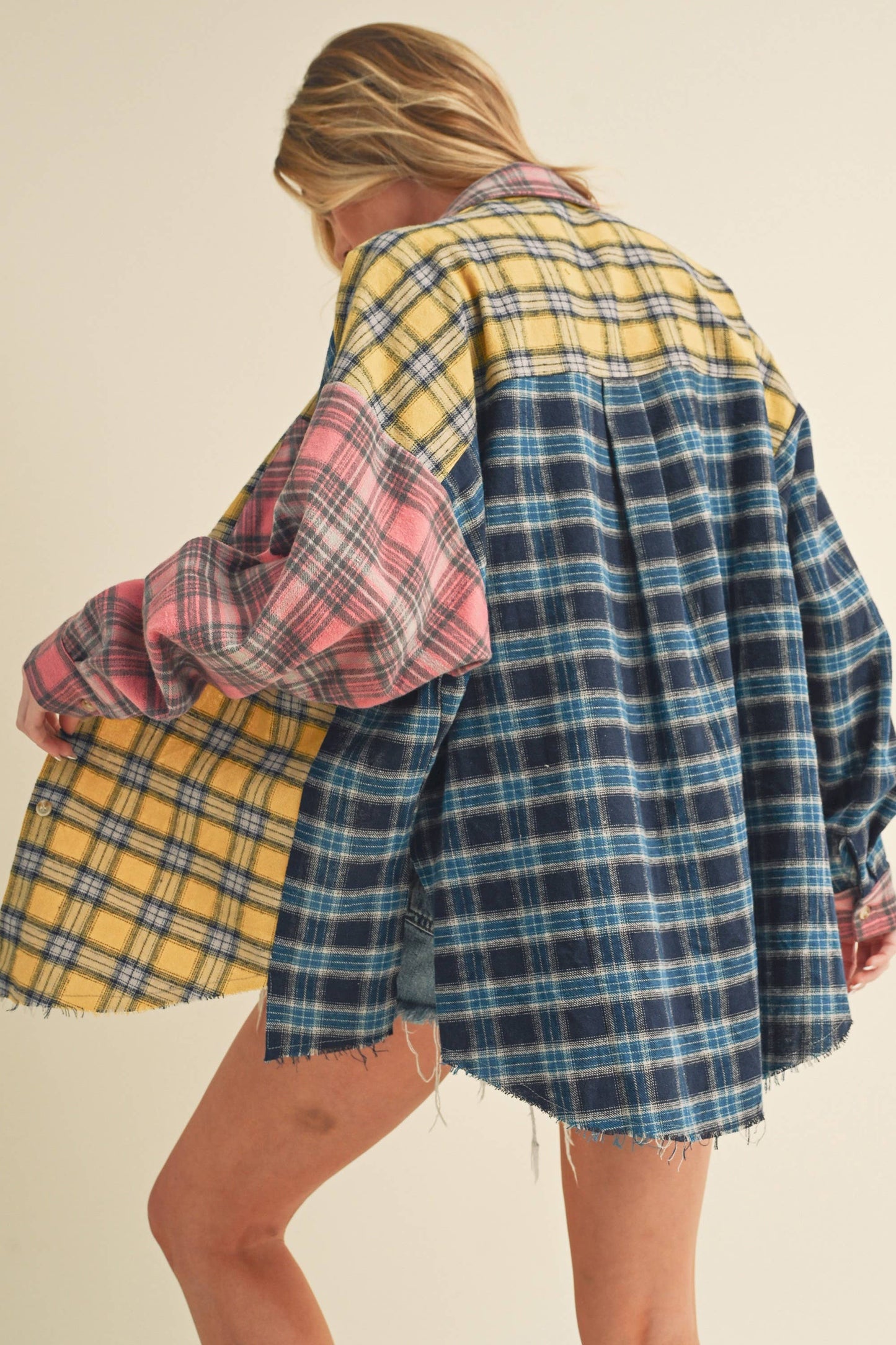 Multi Color Plaid Oversized Flannel Shirt