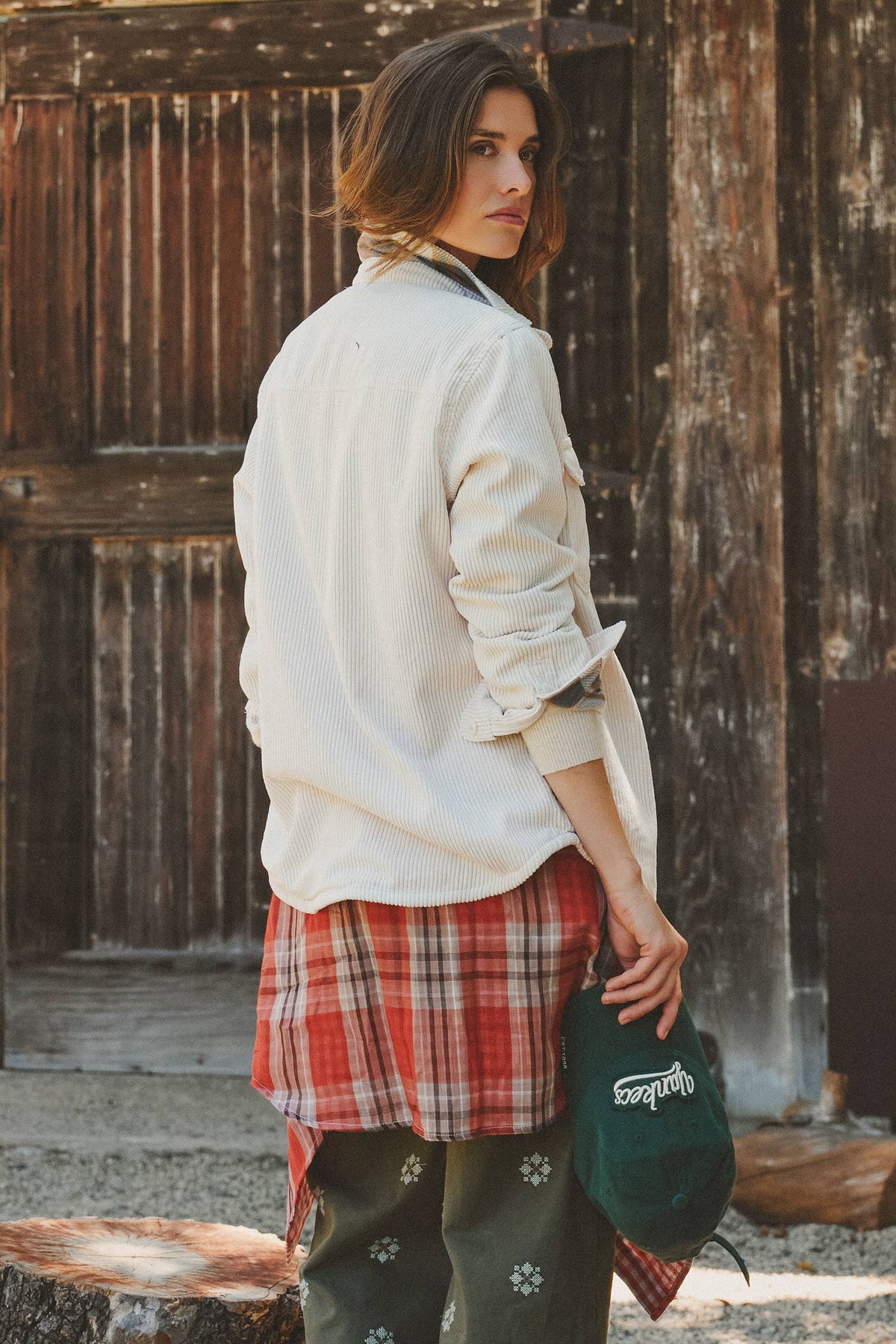 Plaid Lined Corduroy Flannel Shacket