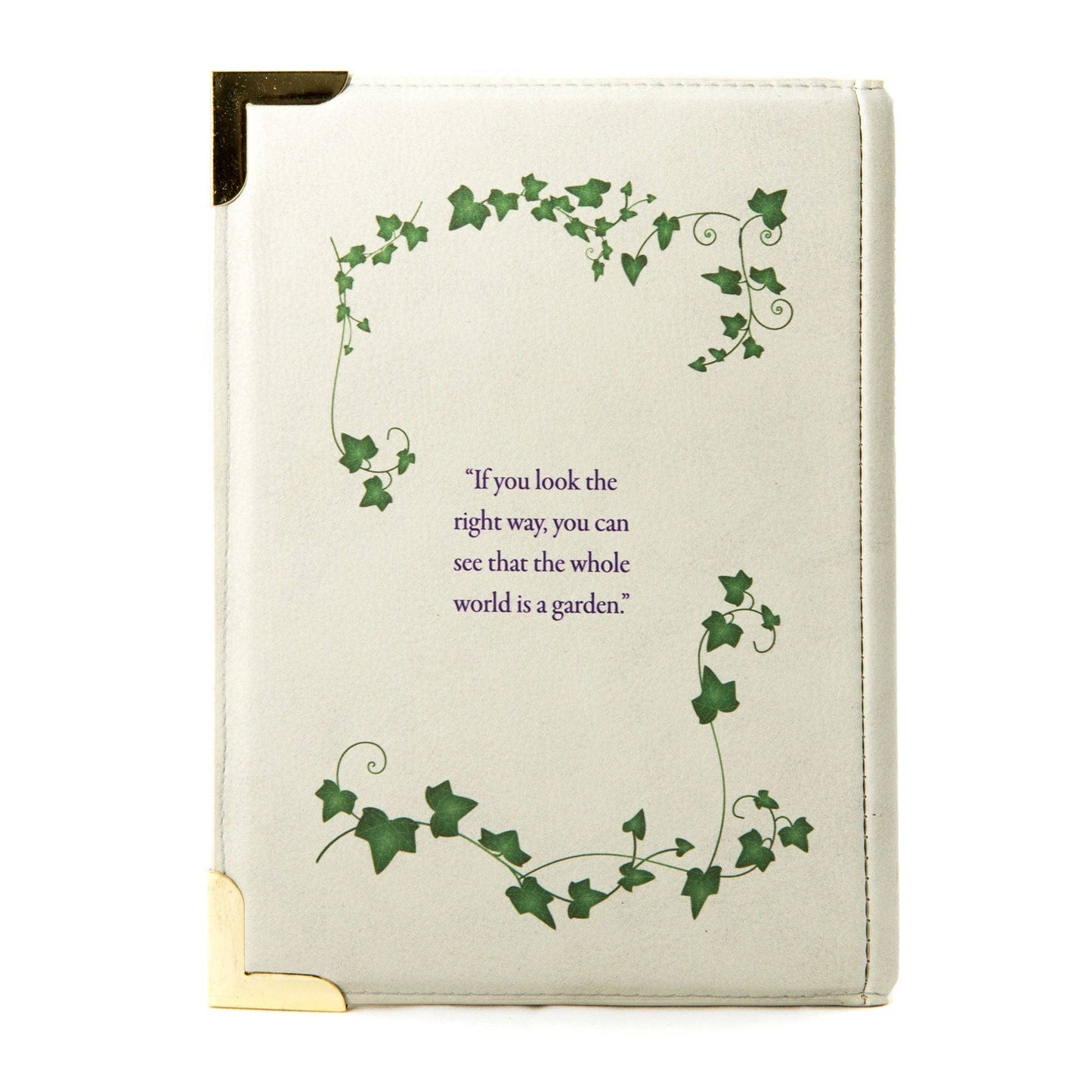 The Secret Garden Grey Book Crossbody Vegan Handbag: Small