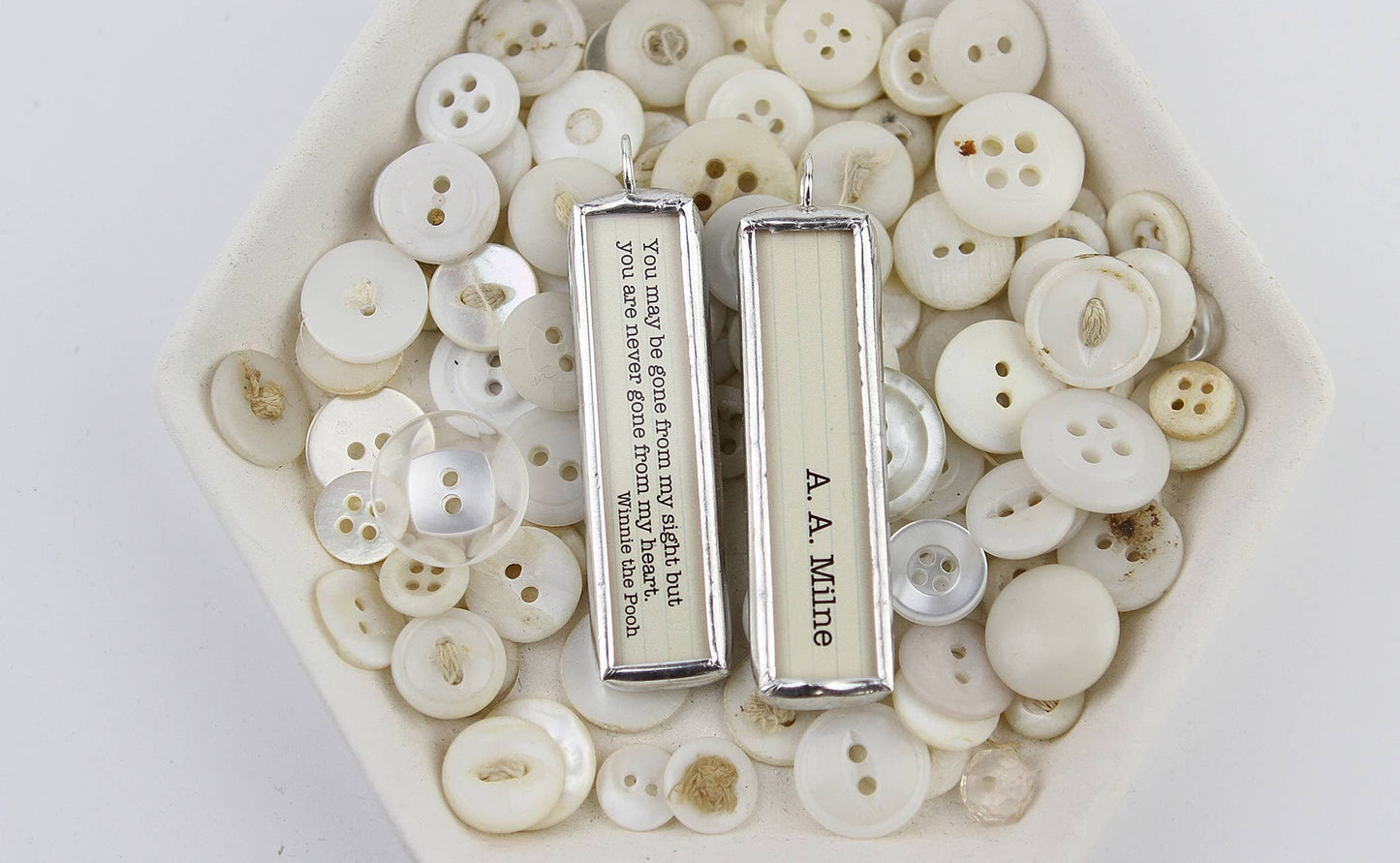 Never Gone From My Heart Pooh Literary Book Charm Necklace