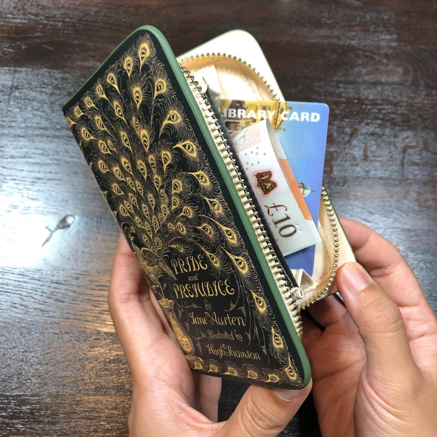 Pride and Prejudice Green Zip Around Wallet