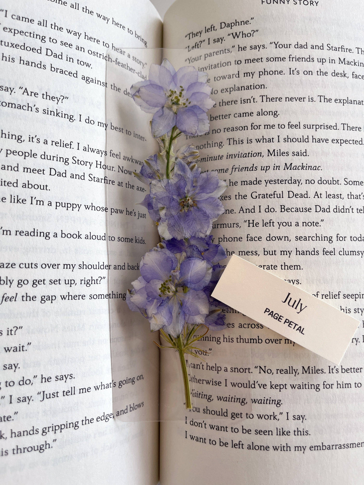 July Larkspur Bookmark | Birth Month Flower Gift