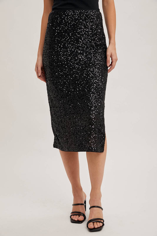 SEQUIN MIDI SKIRT
