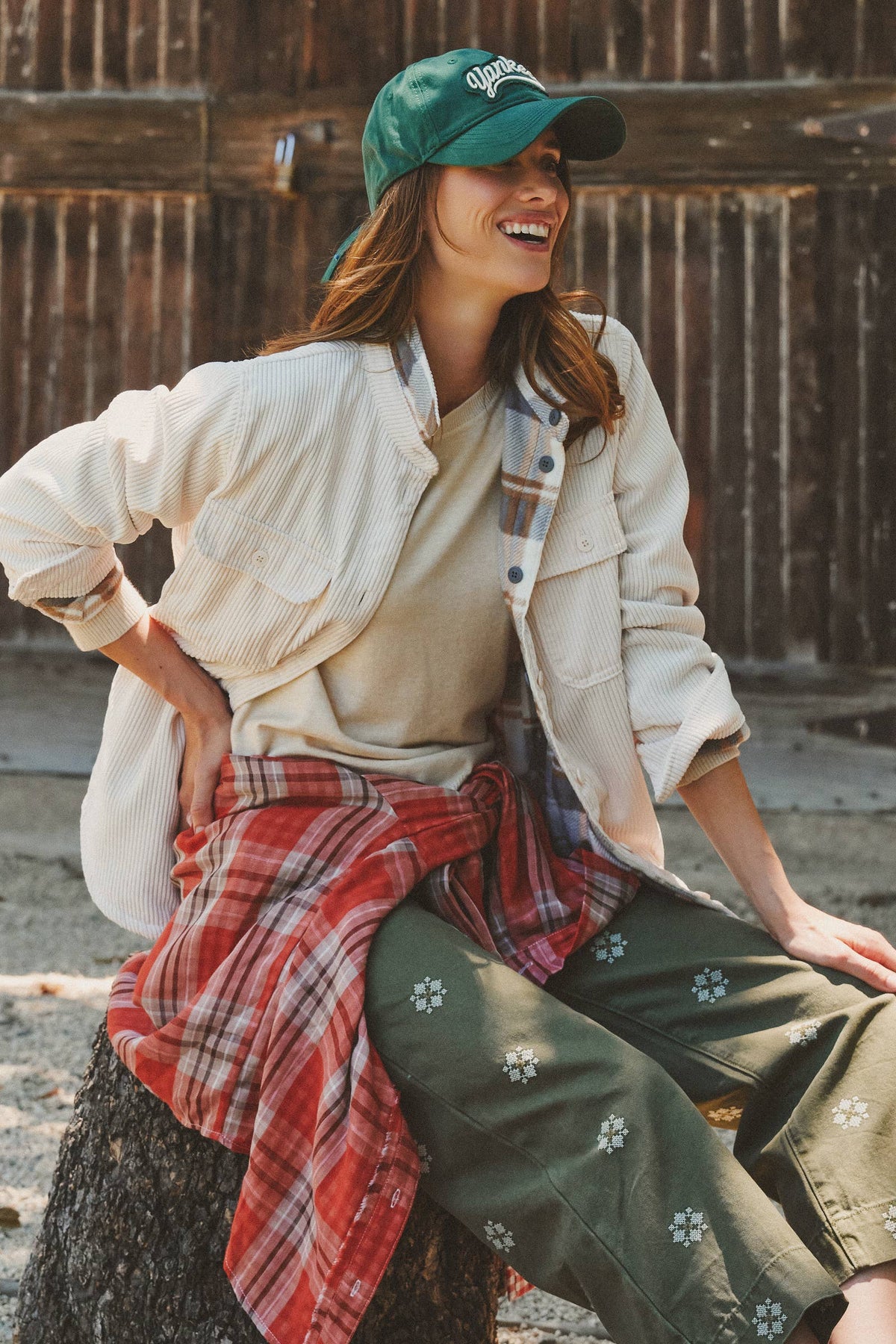 Plaid Lined Corduroy Flannel Shacket