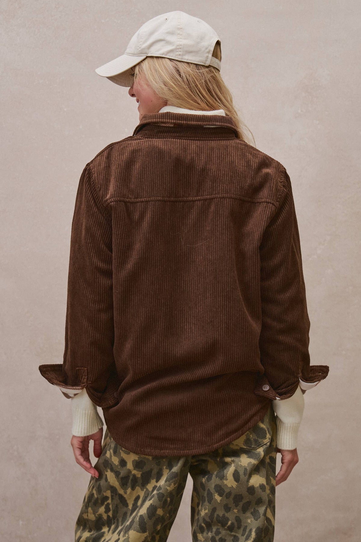 Plaid Lined Corduroy Flannel Shacket