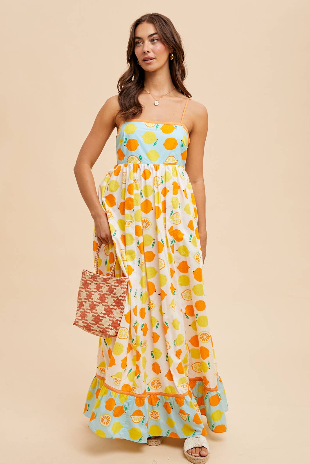 CONTRAST LEMON MAXI DRESS