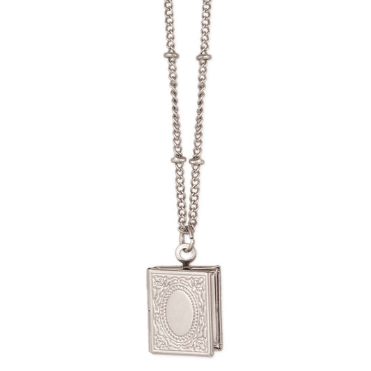 Silver Book Locket Necklace