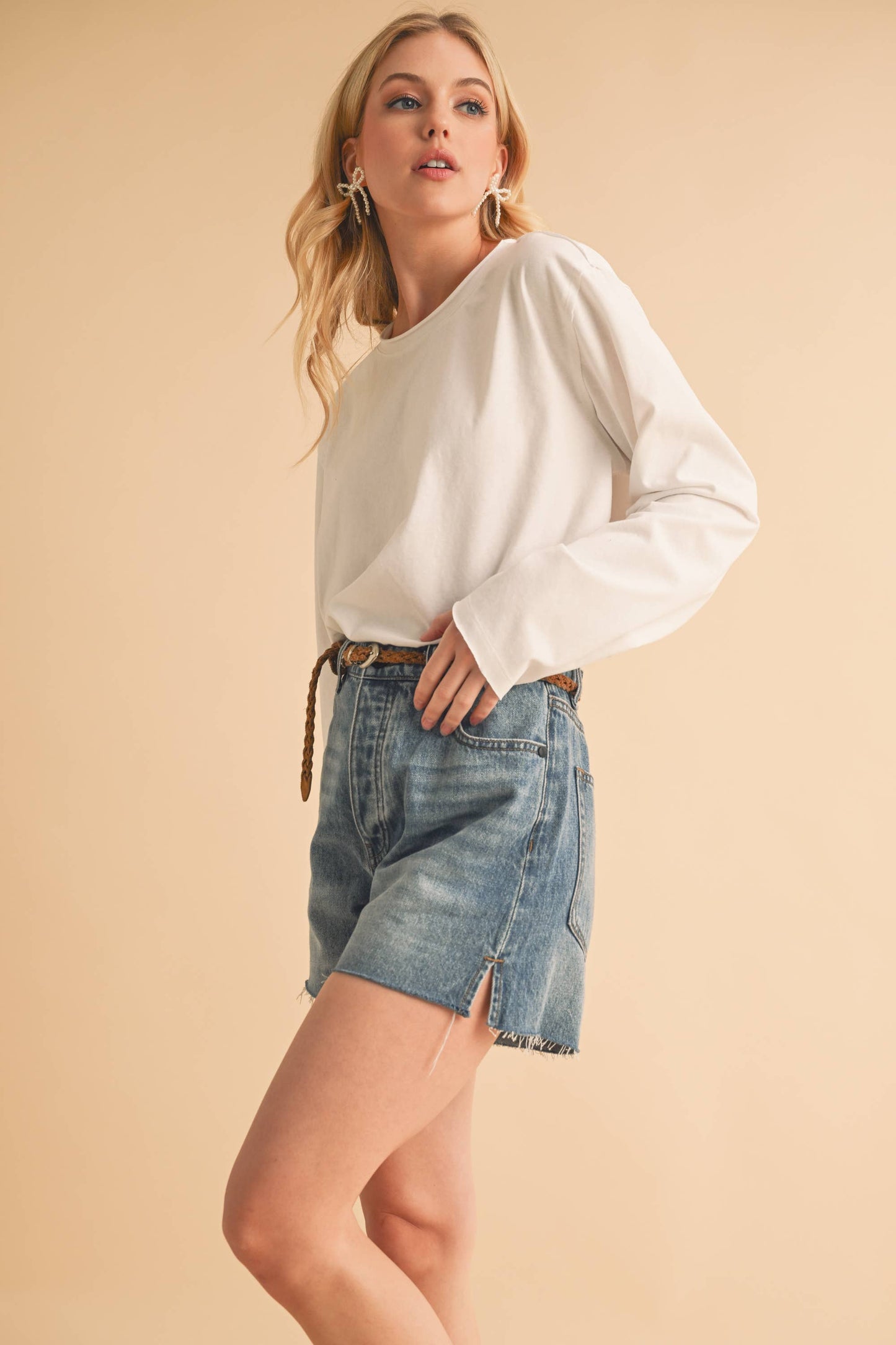 Raw Edge Denim Shorts
