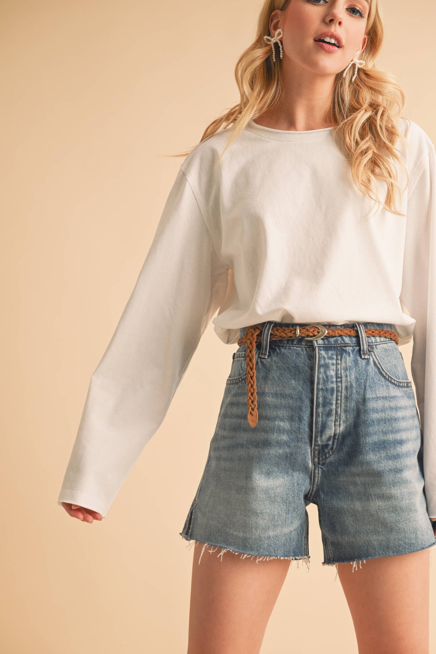 Raw Edge Denim Shorts