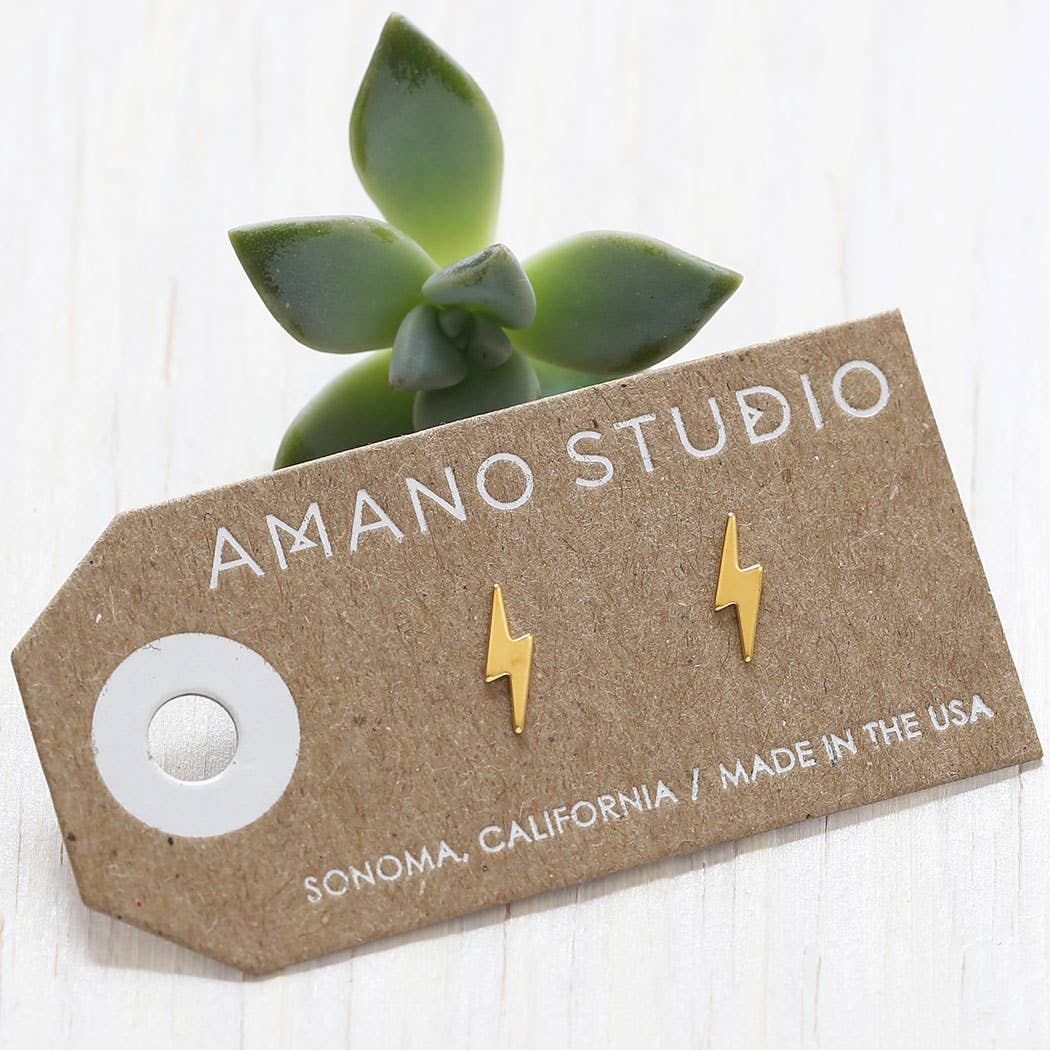 Lightning Bolt Studs: Gold