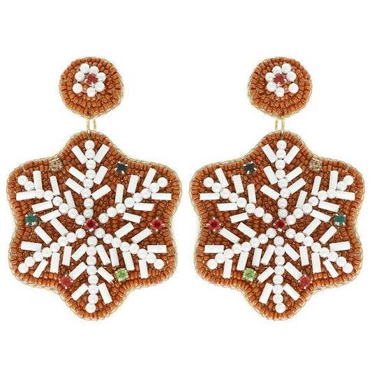 CHRISTMAS JEWELED SNOWFLAKE COOKIE EARRINGS