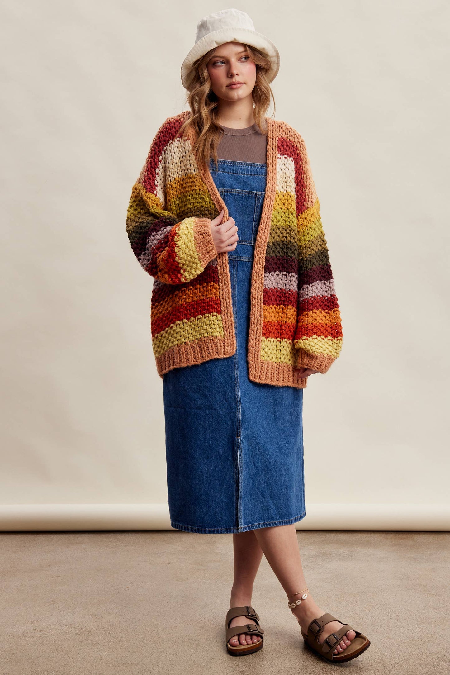 Rainbow Hand-Crochet Open Cardigan